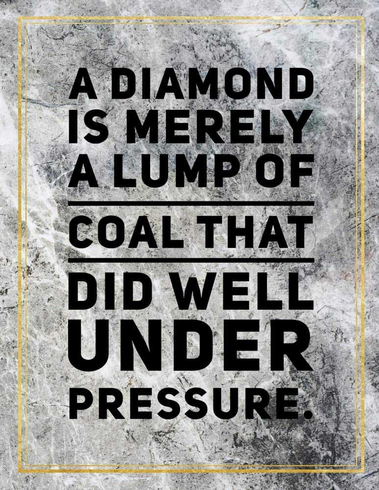 A diamond is merely a lump of coal that did well under pressure.: Marble Design 100 Pages Large Size 8.5" X 11" Inches Gratitude Journal And Productivity Task Book Hobbies & Crafts