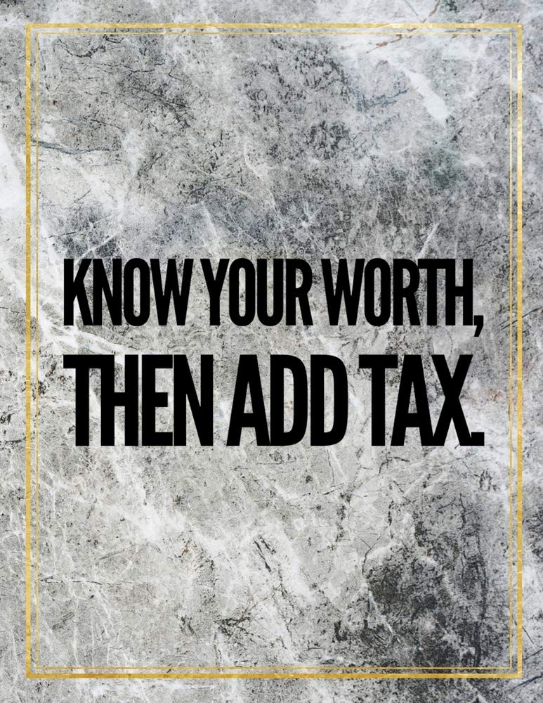 Know your worth then add tax.: Marble Design 100 Pages Large Size 8.5" X 11" Inches Gratitude Journal And Productivity Task Book Hobbies & Crafts
