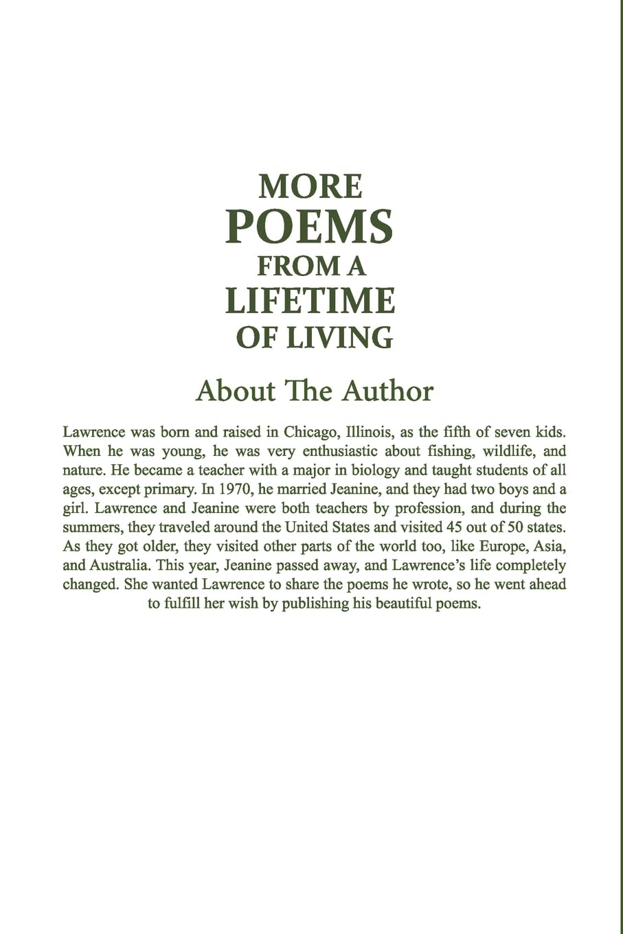 More Poems from a Lifetime of Living Poetry