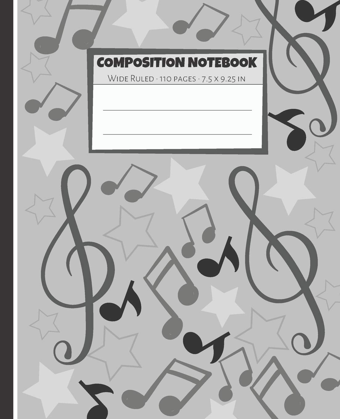 Composition Notebook: Gray Music Star Notebook Wide Ruled Paper - Blank Lined Subject Workbook For Kids, Teens, Students, Girl, Teachers To School, Home, College Books
