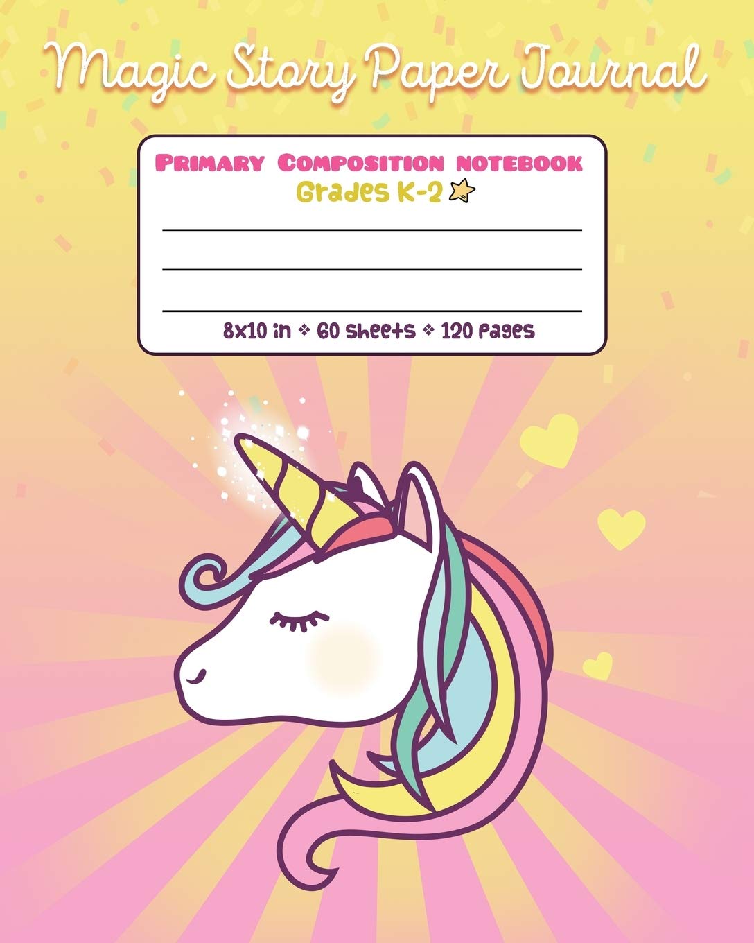 Magic Story Paper Journal Primary Composition Notebook Grades K-2: Picture drawing and Dash Mid Line hand writing paper - Unicorn Popsicle Design Study Guides
