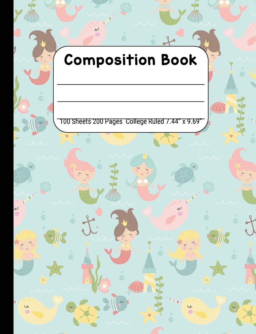 Composition Book College Rule: Journal Notebook for School Home or Work, Mermaids on Sky Sea Blue Learning & Reference