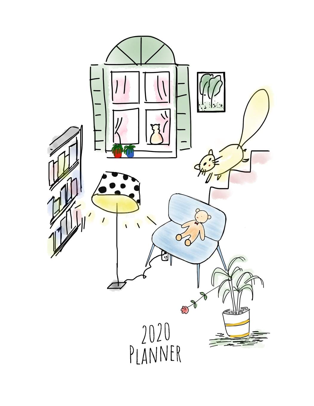 2020 Planner: Cute Fun Cat Lady 2020 Organizer for Cat Moms, Dads and Kitty Family, Crazy Cat Lady House Notebook Architecture