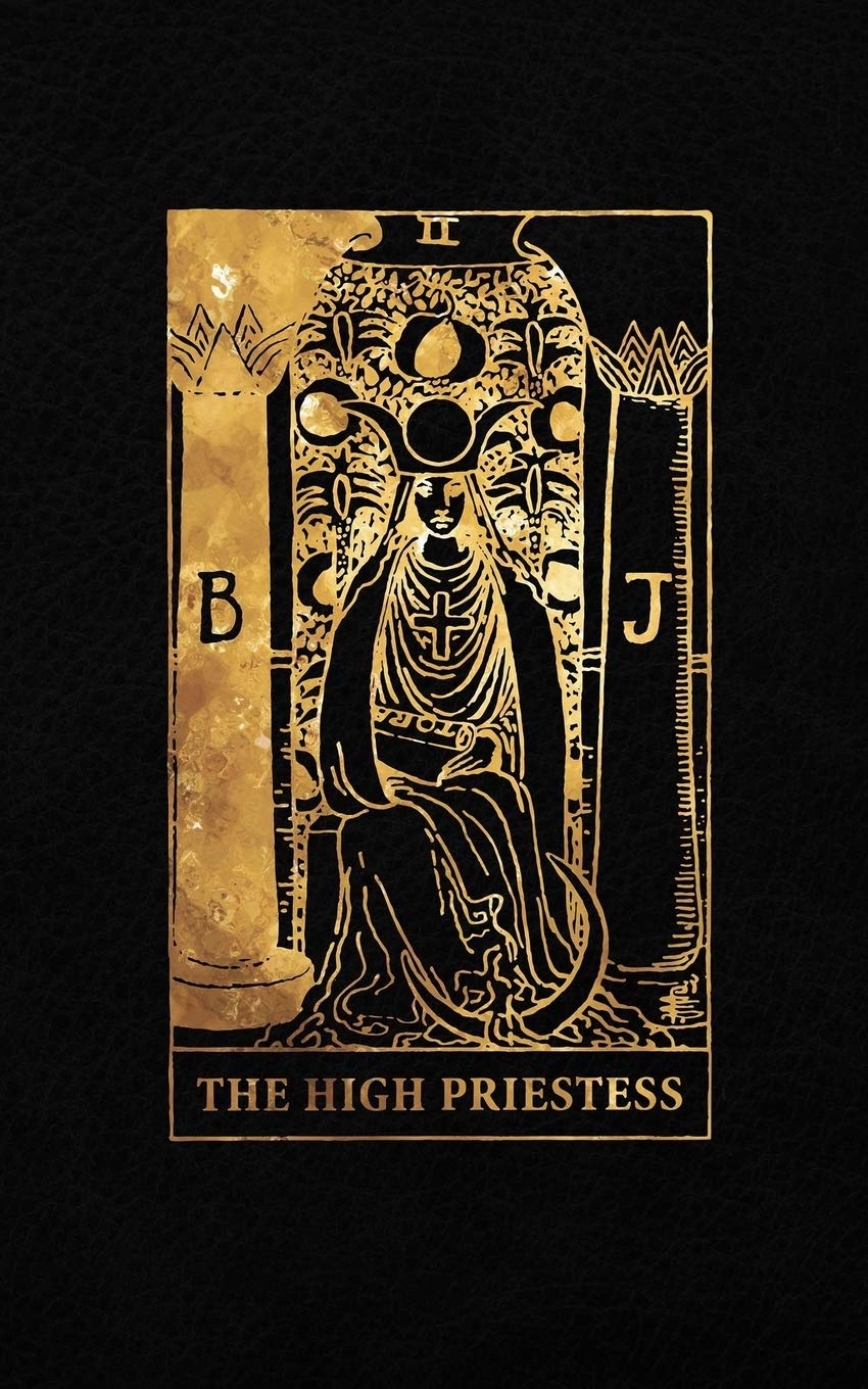The High Priestess: Tarot Card Journal - 5 x 8 College 120 Ruled Pages | Black Leather Style and Gold - College Ruled Notebook Philosophy
