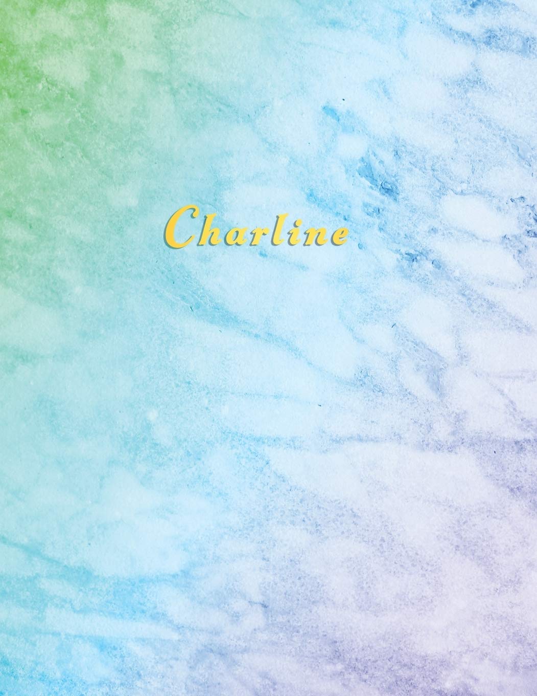 Charline: Blue and Aqua Marble personalised custom name college or school ruled journal for girls | Standard lined size composition exercise note book Education & Training