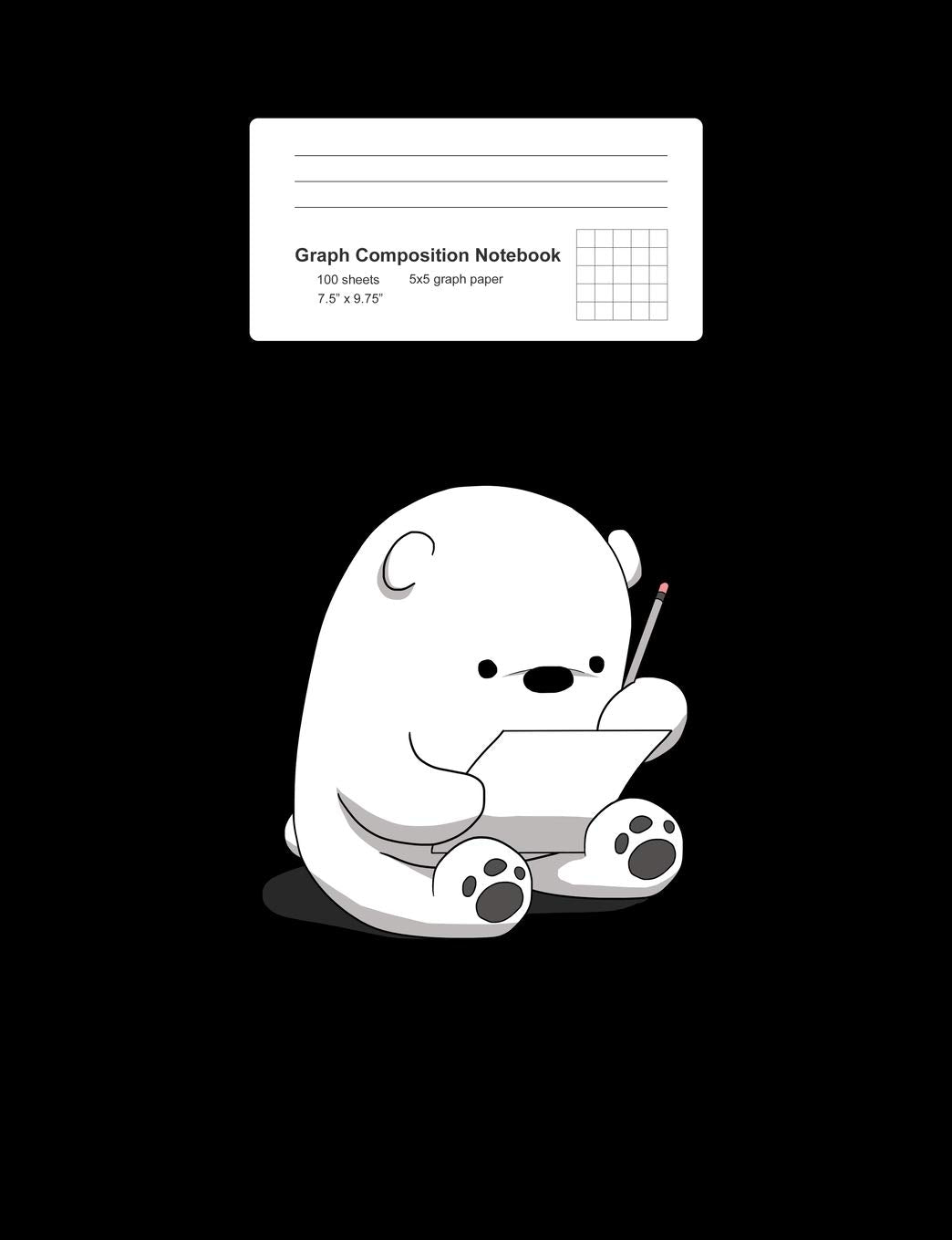 Graph Composition Notebook: Math, Physics, Science Exercise Book - Cartoon Fluffy Polar Bear Cute Arctic Animal Girls Gift - Black 5x5 Graph Paper - ... Teens, Boys, Girls - 7.5"x9.75" 100 pages Books