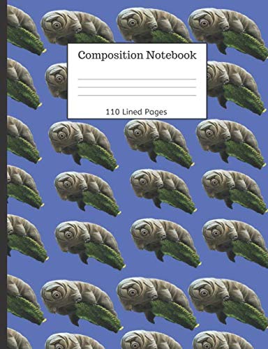Composition Notebook 110 Lined Pages: Tardigrades on Blue Wide Ruled Book Natural Sciences