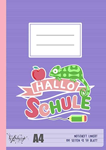 Hallo Schule Notizheft liniert 100 Seiten 50 Blatt: Schulheft Notizbuch A4 lila Parents & Children