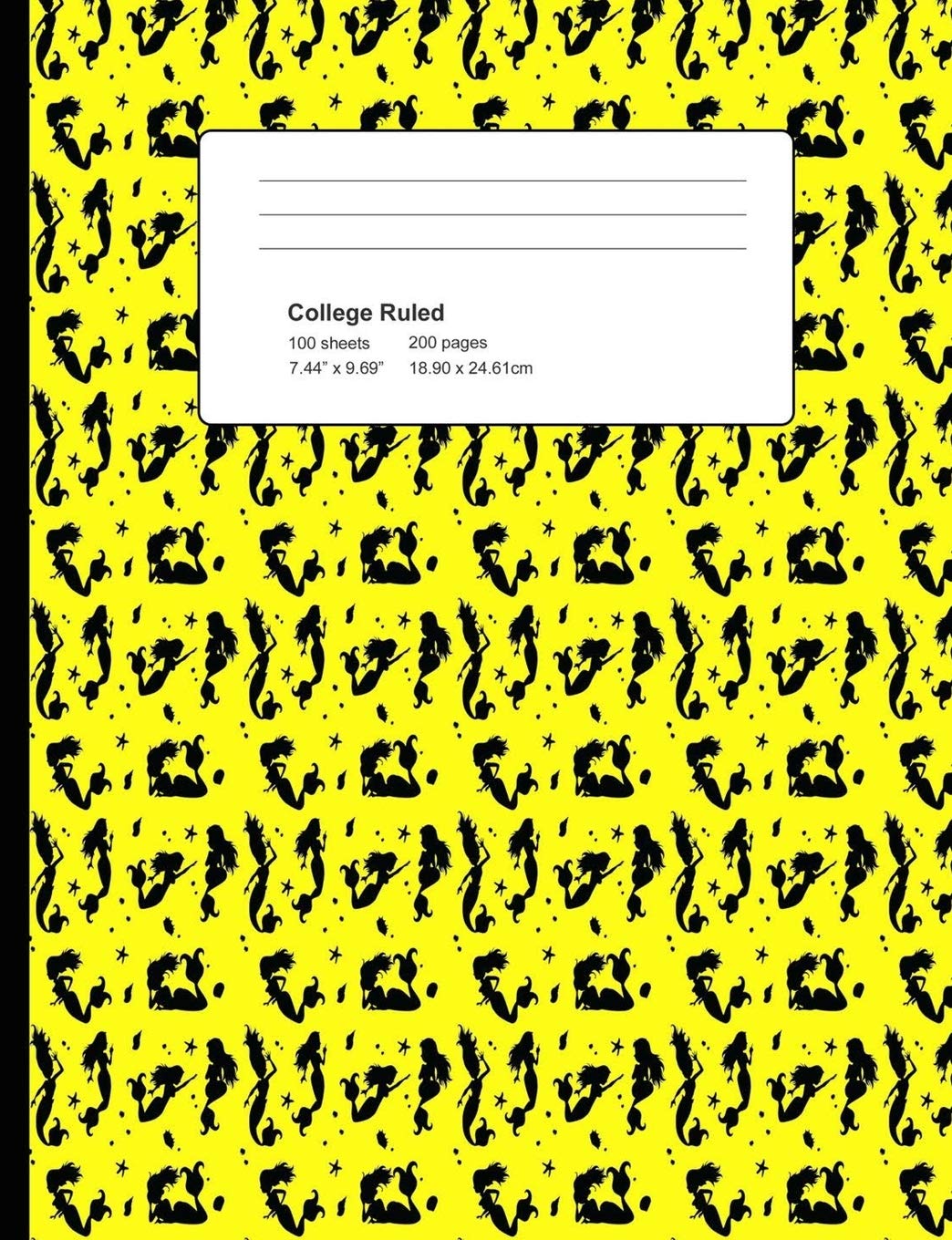 College Ruled 200 Pages: Yellow Mermaids Composition Notebook, Mermaids College Composition Book, Notebook For Girls That Love Mermaids, Pretty Mermaids Pattern Books
