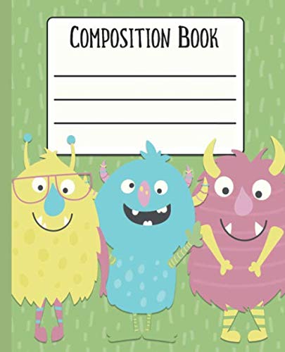 Composition Notebook: Cute Monsters Wide Rule Lined School Journal 110 Pages 7.5" x 9.25" Books