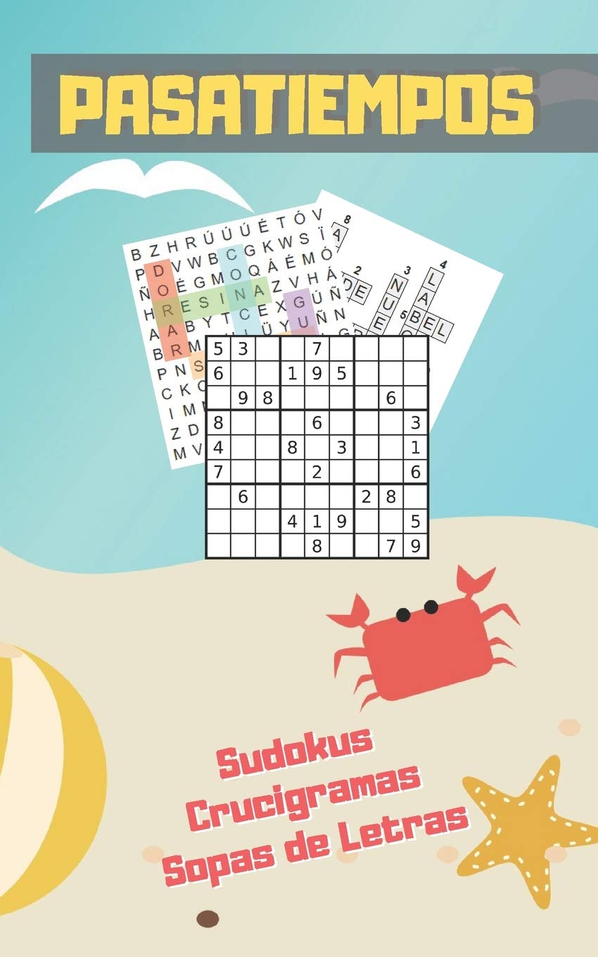PASATIEMPOS: FORMATO BOLSILLO - TAMAÑO ESPECIAL VIAJE O VACACIONES. SUDOKUS, CRUCIGRAMAS Y SOPAS DE LETRAS CON VARIOS NIVELES DE DIFICULTAD. CON SOLUCIONES. PLAYA Y RELAX. Leisure & Fun