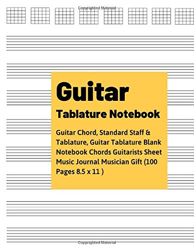 Guitar Tablature Notebook: Simple Tablature ideal for Guitar Lover's (100 Pages 8.5 x 11 ) Arts & Music