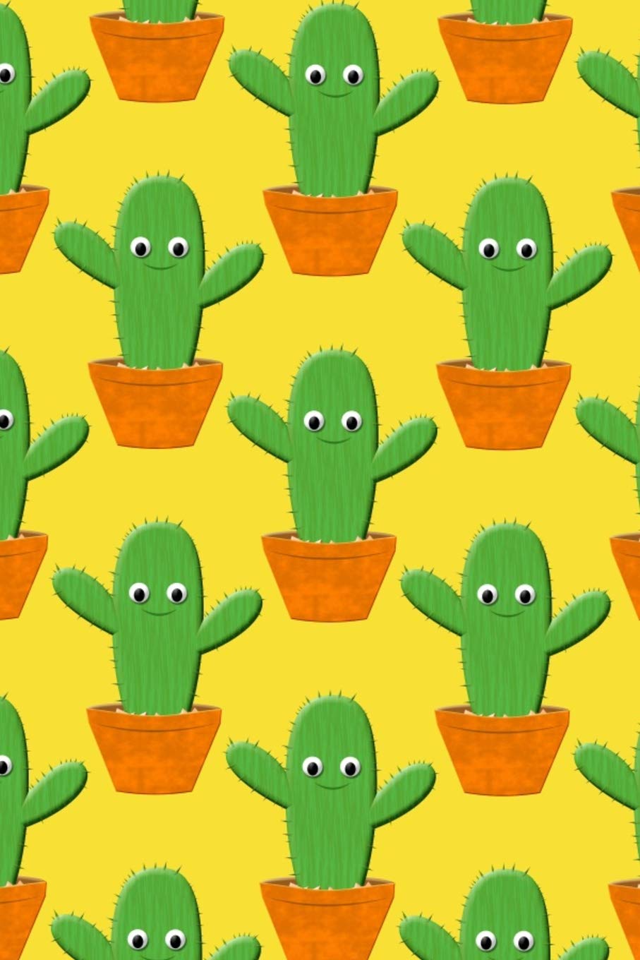 Cute Cactus In A Pot Pattern: 110 Page Blank Notebook - Ruled Paper Journal - 6" x 9" (15.24 x 22.86 cm) Essays & Short Stories