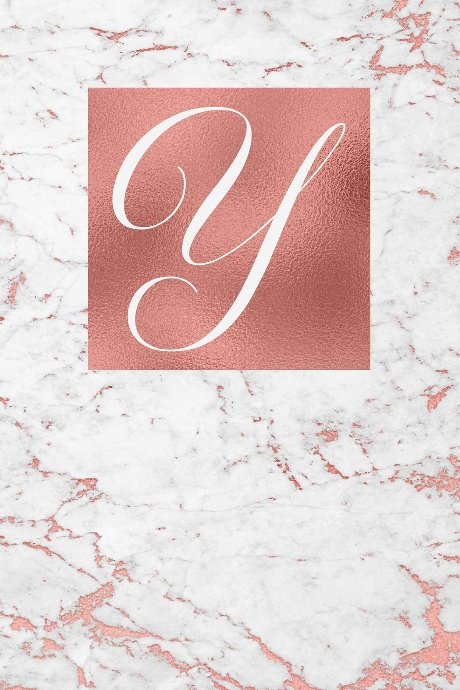 Y: Letter Y Journal, Rose Gold Veined Marble, Personalized Notebook Monogram Initial, 6 x 9 Contemporary literature
