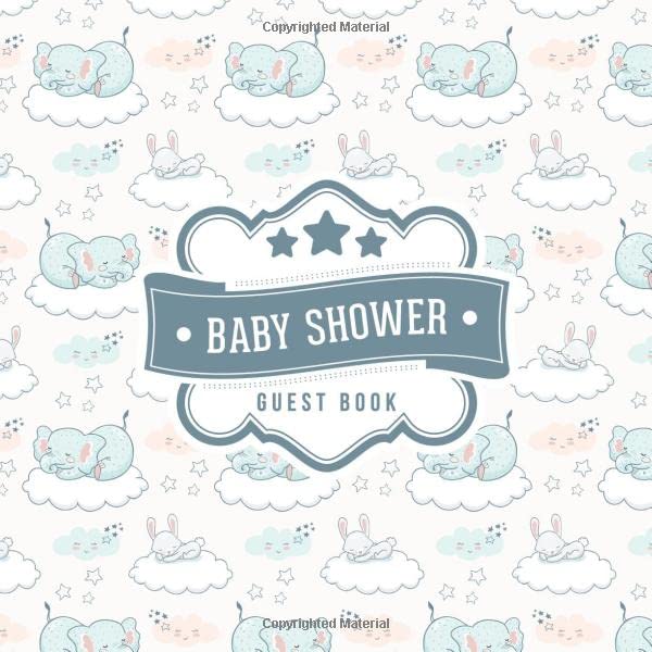 Baby Shower Guest Book: Elephant Bunny Cloud Pattern | + BONUS Gift Tracker Log | Keepsake Guestbook | Advice Wishes and Predictions Parents & Children