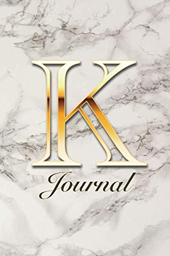 K journal: Initial gold monogram white marble 6x9 lined pages notebook Books