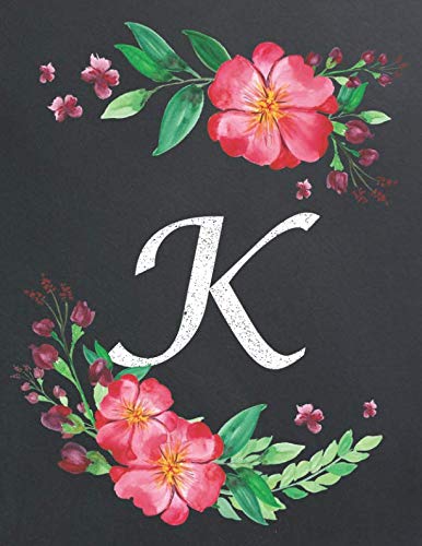 K: Monogram Initial K Notebook for Women and Girls, Floral Design, Lined Pages (Composition Book, Personalized Journal) (8.5 x 11 Large) (Floral Monogram Notebook) Lifestyle