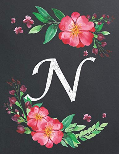 N: Monogram Initial N Notebook for Women and Girls, Floral Design, Lined Pages (Composition Book, Personalized Journal) (8.5 x 11 Large) (Floral Monogram Notebook) Lifestyle