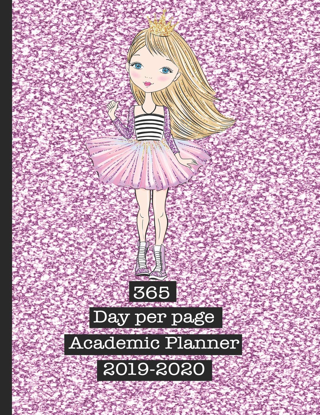 365 Academic Planner 2019-2020: Large page per day glitter print academic diary planner for all your educational organisation - Pink sparkle princess Novels & Short Stories