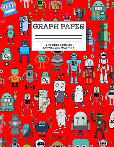 Product Image: Graph Paper: Notebook Cute Robot Robotic Pattern Red Cover Graphing Paper Composition Book Cute Pattern Cover Graphing Paper Composition Book