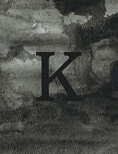 K: Monogram Initial K Notebook for Women and Girls-Black and Grey Watercolor-120 Pages 8.5 x 11 book