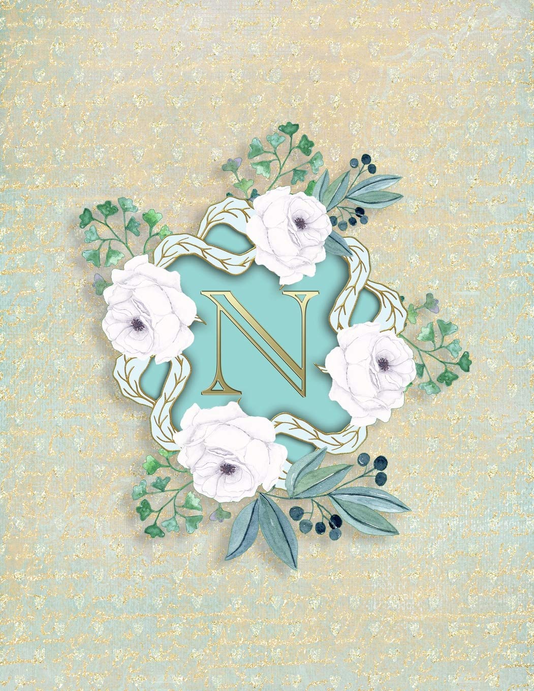 N: Initial Monogrammed Journal Notebook Floral For Women Girls Blank Wide Lined Contemporary literature
