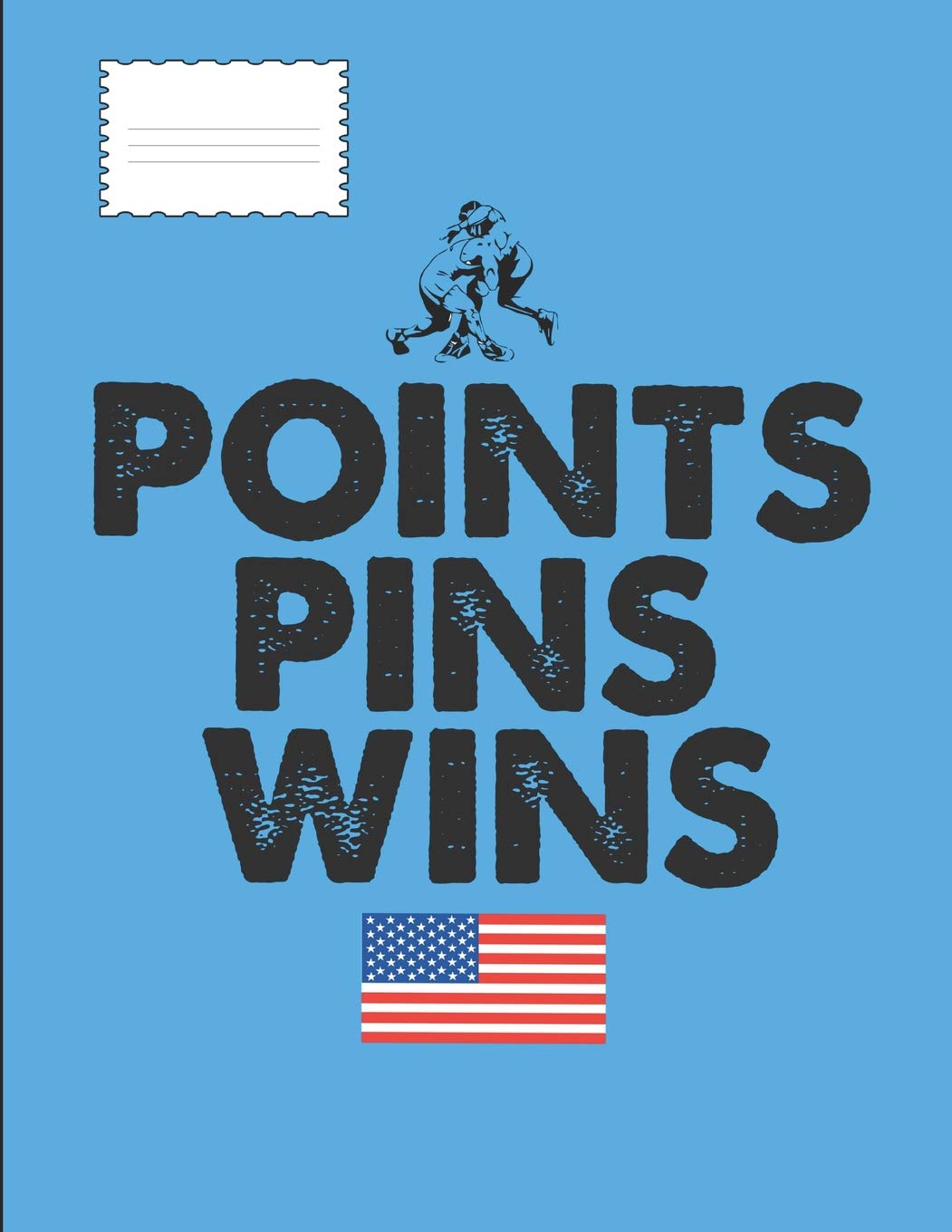 Points Pins Wins: Wrestling Composition Note Book Journal For Boys; With American Flag Leisure & Fun