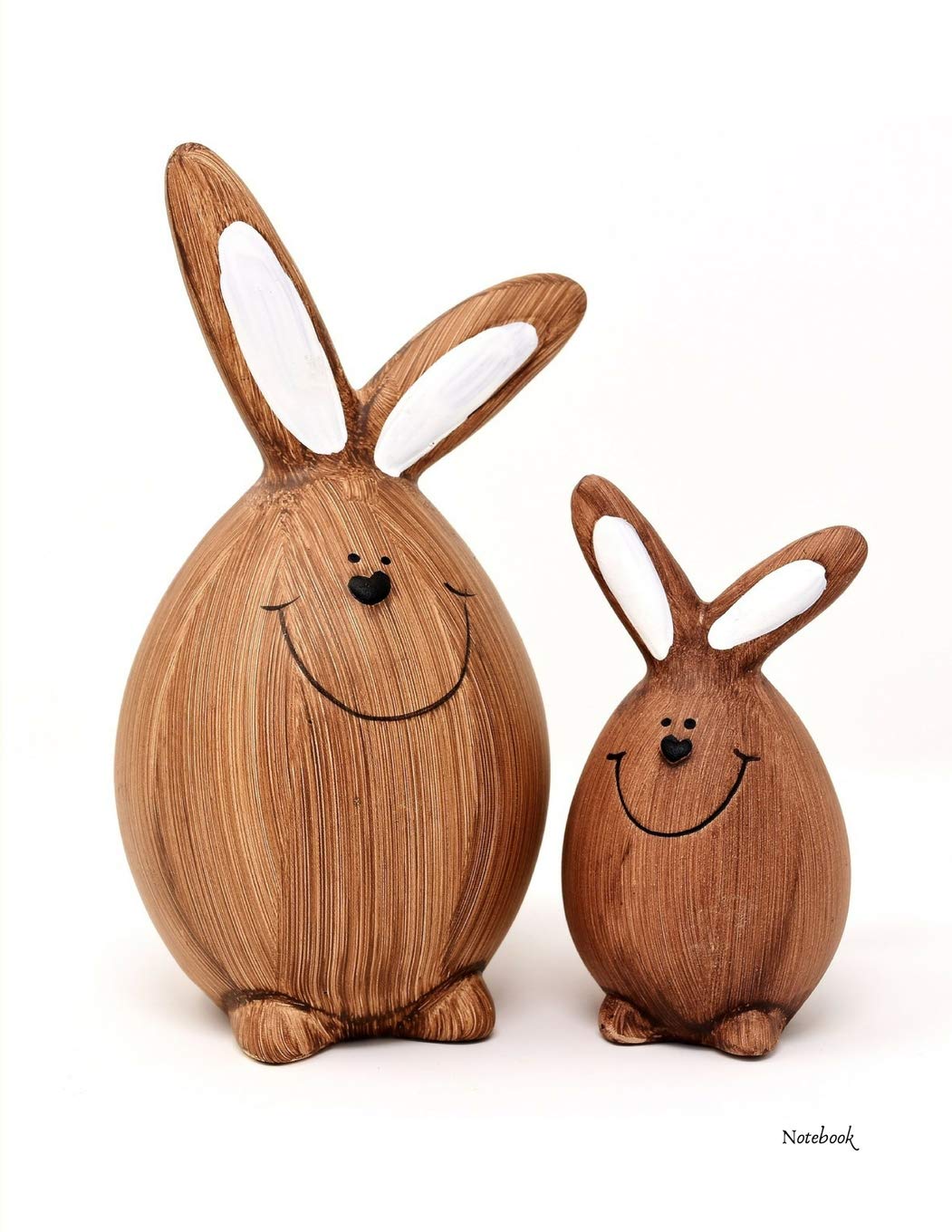 Notebook: Cute Wooden Bunnies Easter / 8.5 x 11 in / 110 blank lined pages / notebook for composition, writing, journal for school, work, college, traveling, memories, gratitude list, holiday Social Sciences