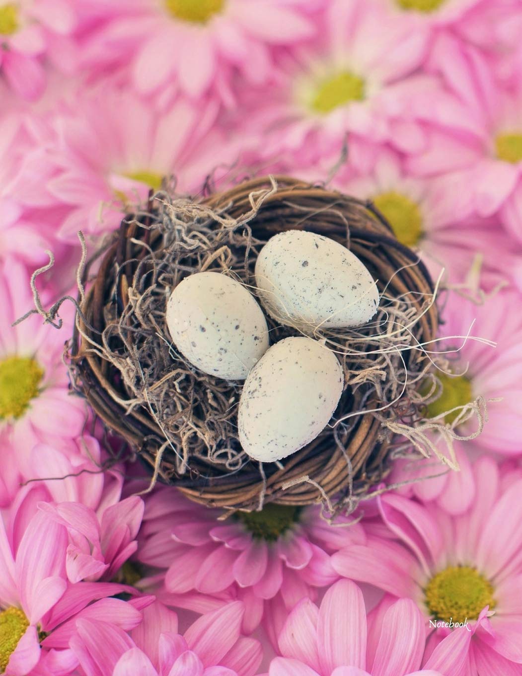 Notebook: Easter Egg Basket Pink Flowers / 8.5 x 11 in / 110 blank lined pages / notebook for composition, writing / journal for school, work, college ... and memories / gratitude list / holiday Social Sciences
