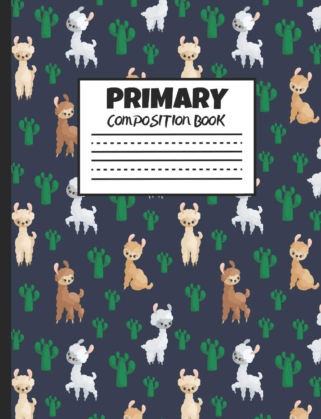 Primary Composition Book: Cute Llamas with Cacti, 200 Pages, Handwriting Paper (7.44" x 9.69") Non-fiction