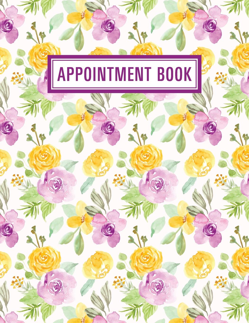Appointment Book: 15 Minute Increments | Appointment Planner | Daily Hourly Schedule | + BONUS Client Information Pages | Yellow Purple Floral book