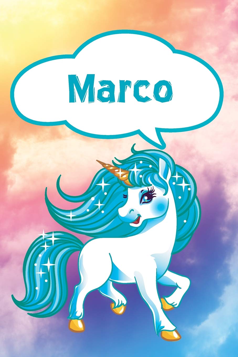 Marco: Unicorn Blank Comic Book Notebook Journal book 120 pages 6"x9" book