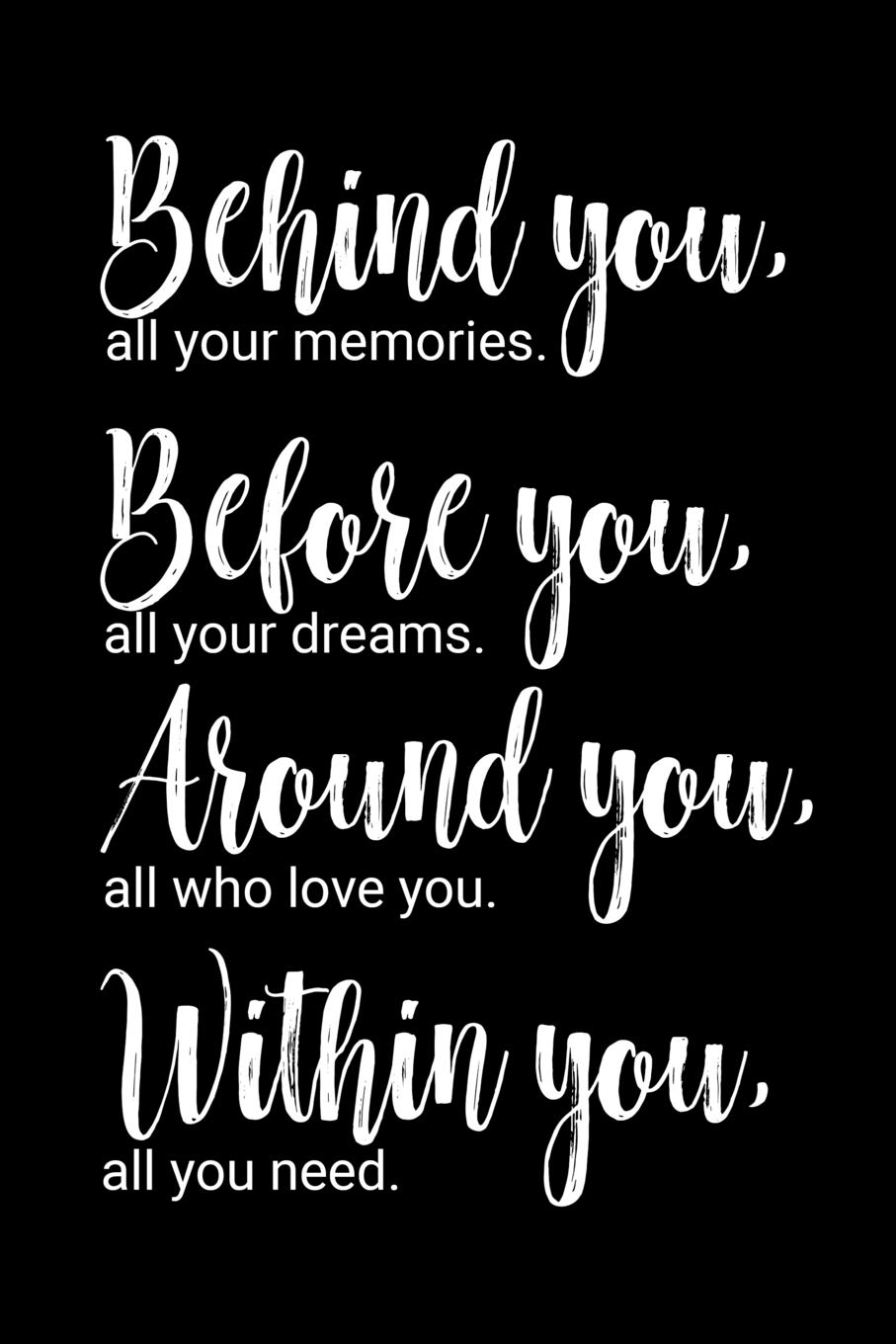 Behind you, all your memories. Before you, all your dreams. Around you, all who love you. Within you, all you need.: 6x9 inch lined journal with inspirational quotes Learning & Reference