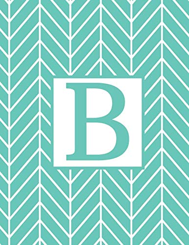 B: Monogram Initial B Notebook for Women and Girls-Geometric Blue and White-120 Pages 8.5 x 11 Non-fiction