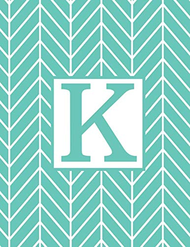 K: Monogram Initial K Notebook for Women and Girls-Geometric Blue and White-120 Pages 8.5 x 11 Non-fiction