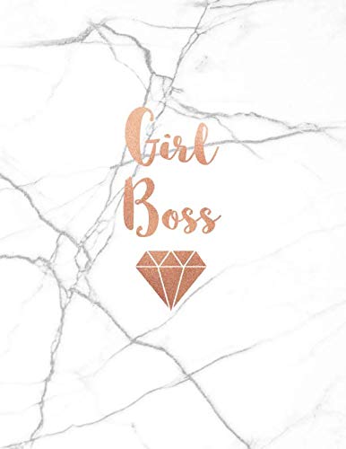 Girl Boss: Classic White Marble and Rose Gold | 150 College-ruled Lined Pages | 8.5 x 11 - A4 Size book