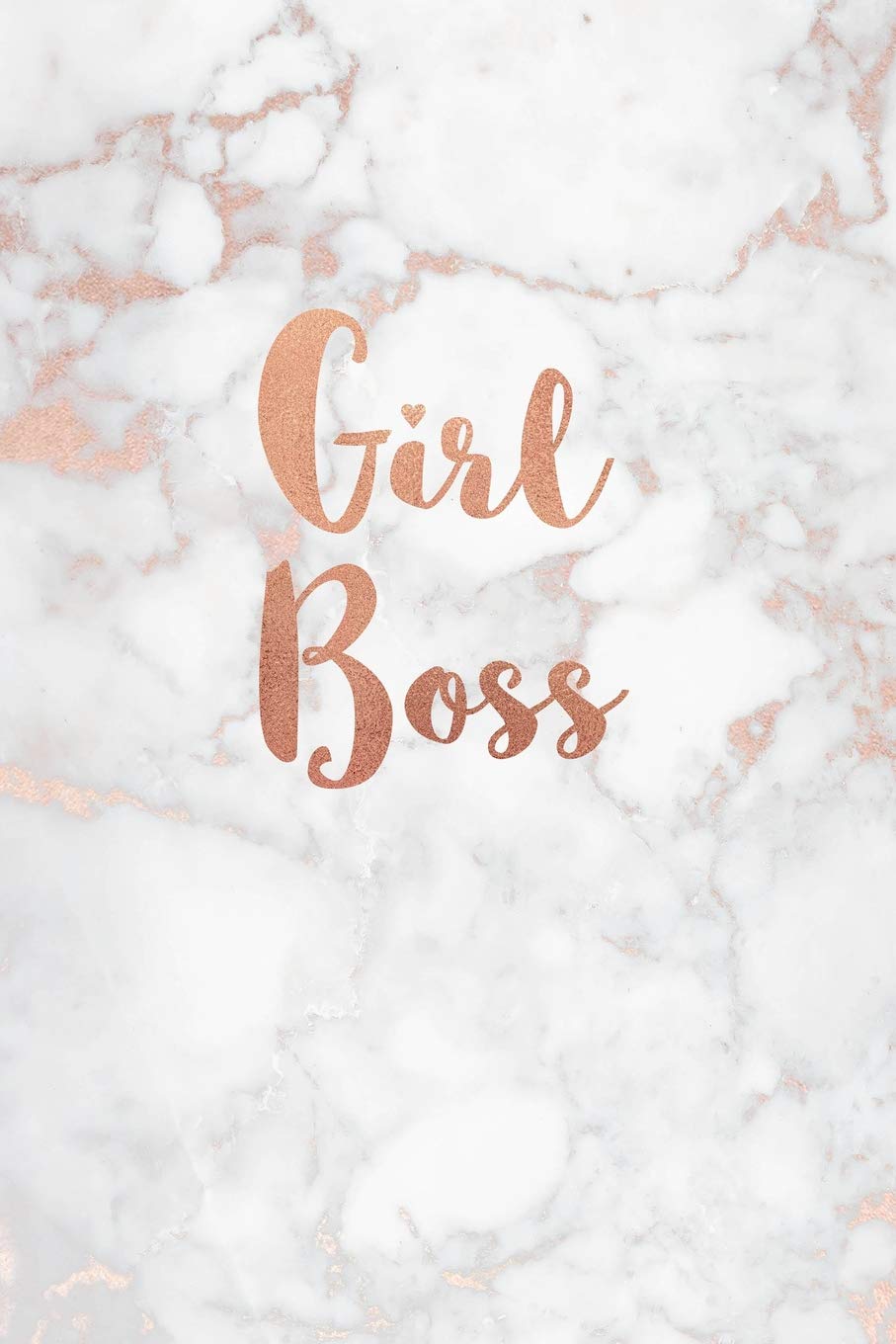 Girl Boss: Rose Gold and White Marble with Rose Gold Inlay Notebook | College ruled Lined pages | 6 x 9 Journal book