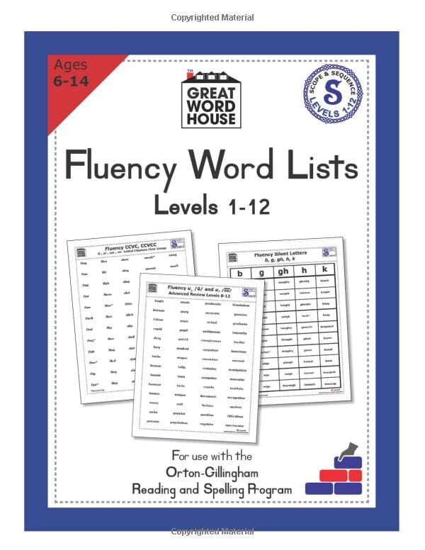 Fluency Word Lists: An Orton-Gilligham Reading Resource for Dyslexia Books