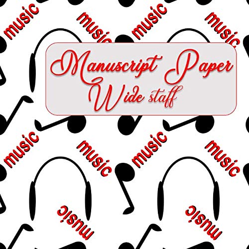 Manuscript Paper: Wide staff notebook, six staves per page, 8.5 x 8.5, paperback, earphones on white Non-fiction