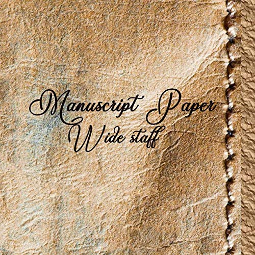 Manuscript Paper: Wide staff notebook, six staves per page, 8.5 x 8.5, paperback, old wrinkled paper Arts & Music