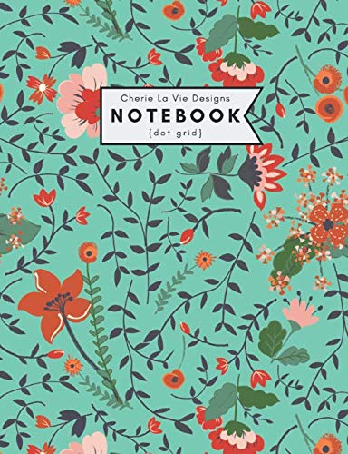 Notebook: Teal + Floral | Dot Grid Paper | 150 Pages | Composition Size Foreign Languages ​​& Dictionaries