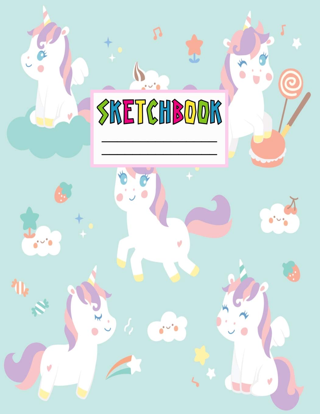 Sketchbook: Cute Unicorn Kawaii Sketch Book for Girls, Kids, Teens, Women (Perfect for Sketching, Drawing, Doodling, Journal, Note Pad, Birthday Party Favors) Books