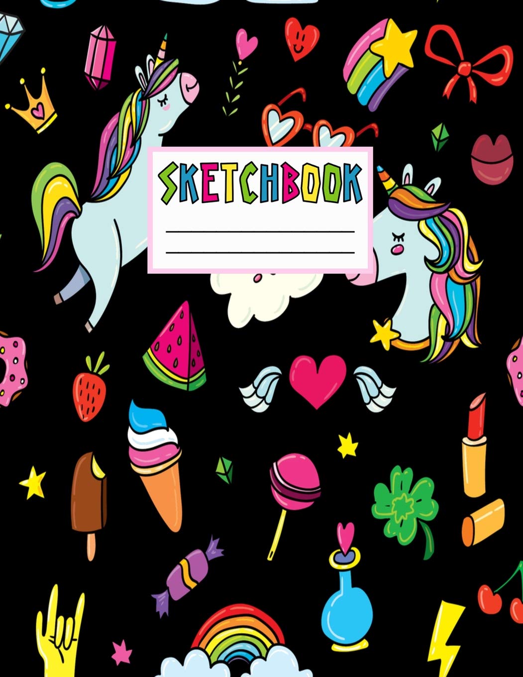 Sketchbook: Cute Unicorn Kawaii Sketch Book for Girls, Kids, Teens, Women (Perfect for Sketching, Drawing, Doodling, Journal, Note Pad, Birthday Party Favors) Books