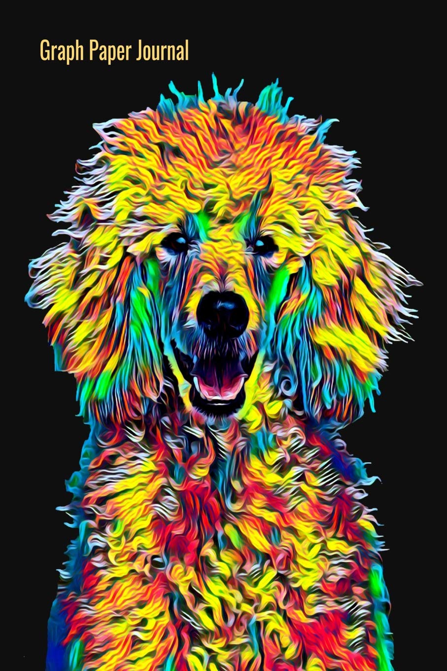 Graph Paper Journal: 140 Squared Pages for Journaling Ideas or Keeping a Diary Grid Interior Black With Colorful Poodle Dog Cover Art, 6 x 9 inches (15 x 23 cm) Lifestyle