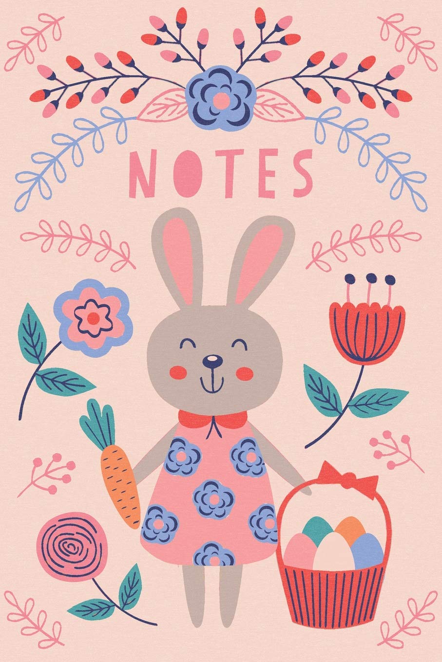 Notes: A Blank Floral Journal Lined Notebook with a Cute Red, Blue, and Blush Pink Bunny Rabbit Design for Women, Teens, and Girls (Bunny Rabbit Floral Composition Notebooks, Band 1) Religion & Esotericism