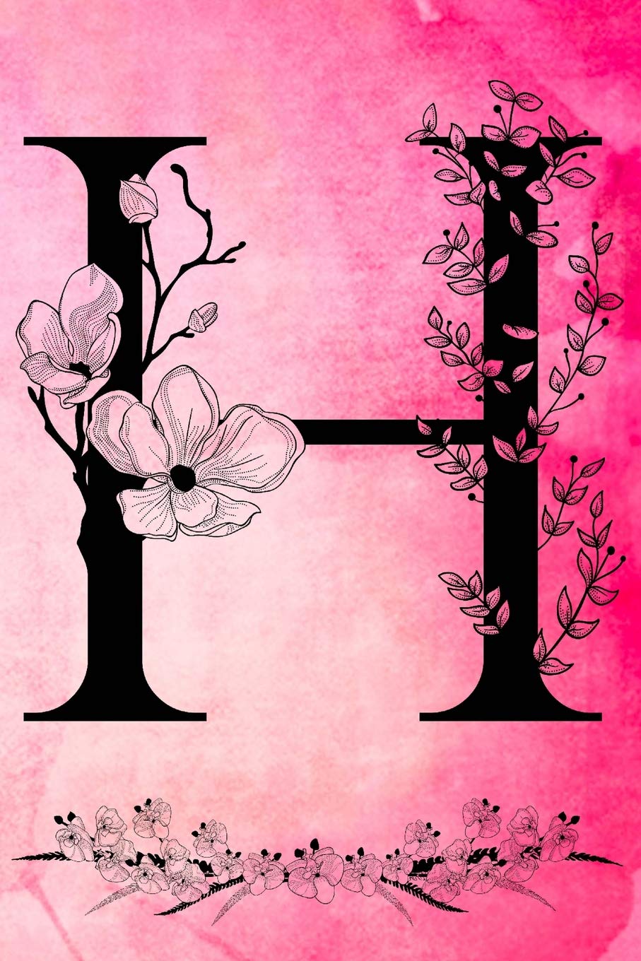 H: Initial Monogram Pink Watercolor Flower Notebook Floral College Rule Lined Writing and Notes Journal for Women and Teens (Floral Wrapped Letter Pink Monogram Diary Journals, Band 8) Media & Communication