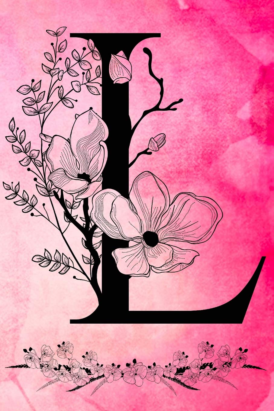 L: Initial Monogram Pink Watercolor Flower Notebook Floral College Rule Lined Writing and Notes Journal for Women and Teens (Floral Wrapped Letter Pink Monogram Diary Journals, Band 12) Media & Communication