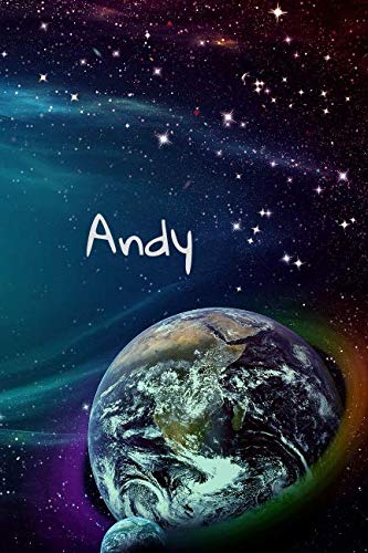 Andy: Personalised Space Background Notebook | 160 Ruled Pages | 6x9 Journal | Paperback Diary | Glossy Finish Essays & Short Stories