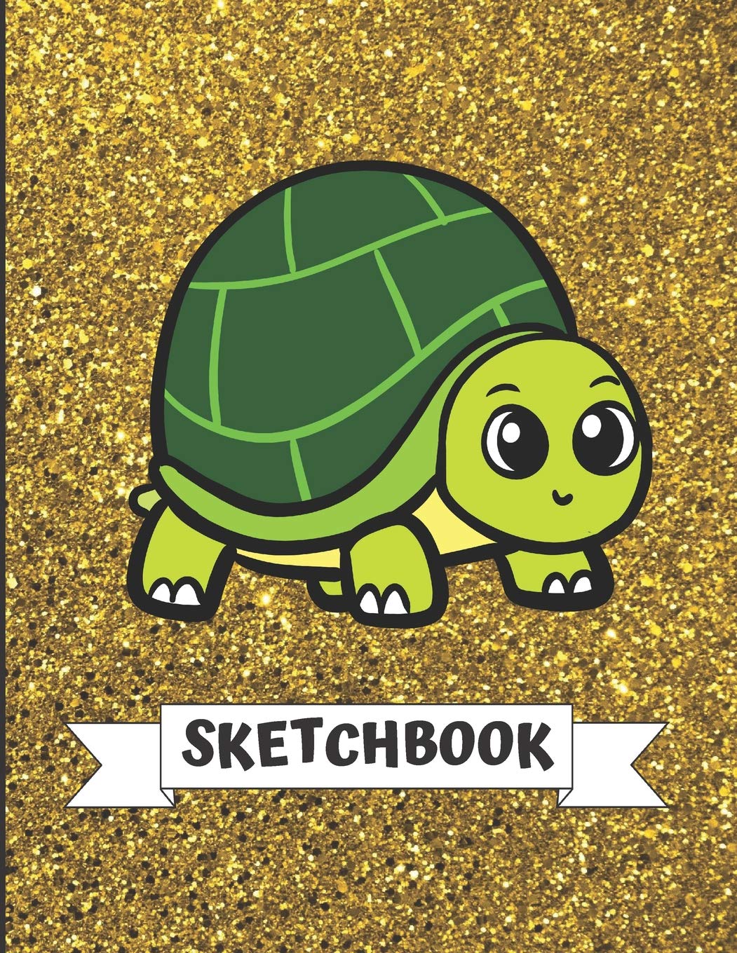 Sketchbook: Cute Turtle With Gold Glitter Effect Background, Large Blank Sketch Book For Girls and Boys of All Ages. Perfect For Drawing, Journaling Sketching & Crayon Coloring (Kids Drawing Books) Novels & Short Stories