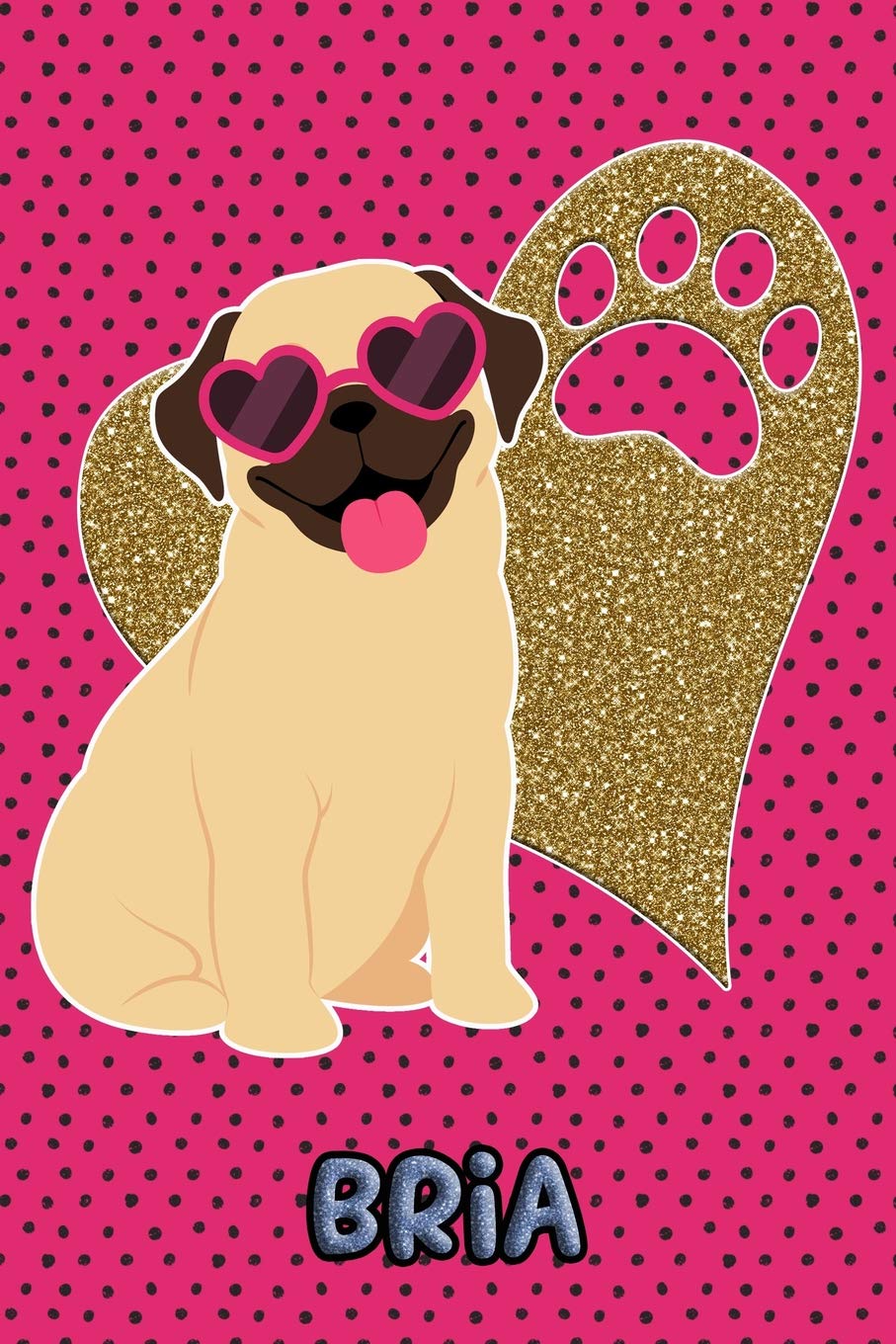 Pug Life Bria: College Ruled | Composition Book | Diary | Lined Journal | Green Pets